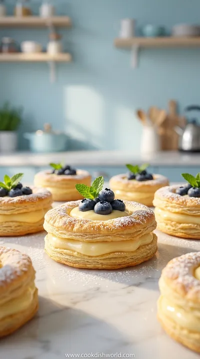 Blueberry Pastry Rings With Vanilla Cream Filling