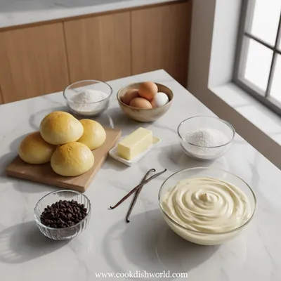 Brioches Rolled with Vanilla Cream & Chocolate Chips - cooking process