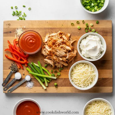 Buffalo Chicken Pinwheels – Easy No‑Cook Appetizer - ingredients preparation