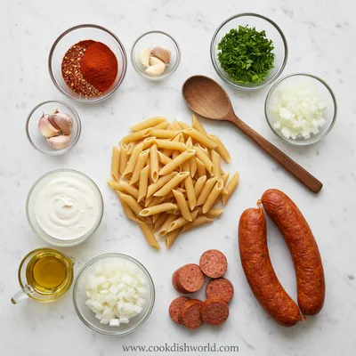Creamy Spicy Cajun Sausage Pasta – Quick Weeknight Dinner - cooking process