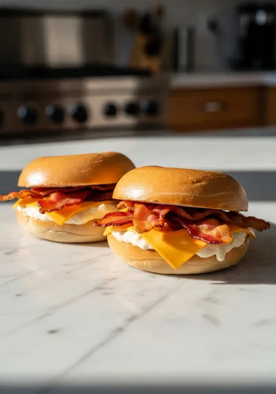 Creamy Turkey Bacon Cheddar Bagels