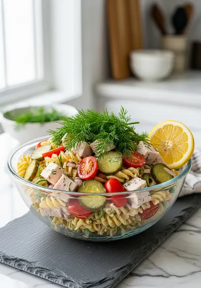 Dill Pickle Turkey Pasta Salad