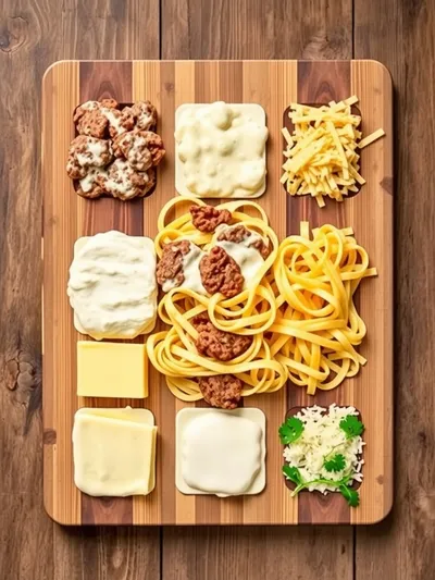 Loaded Cheeseburger Alfredo Pasta – Easy Recipe - ingredients preparation