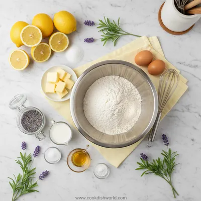 Mini Lemon Cakes With Lavender Glaze - ingredients preparation