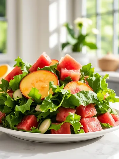 Easy Summer Peach Watermelon Salad