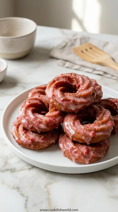 Strawberry Glazed French Crullers