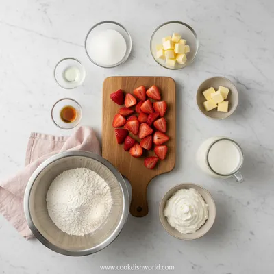 Strawberry Shortcake Bars with Buttery Crust - ingredients preparation